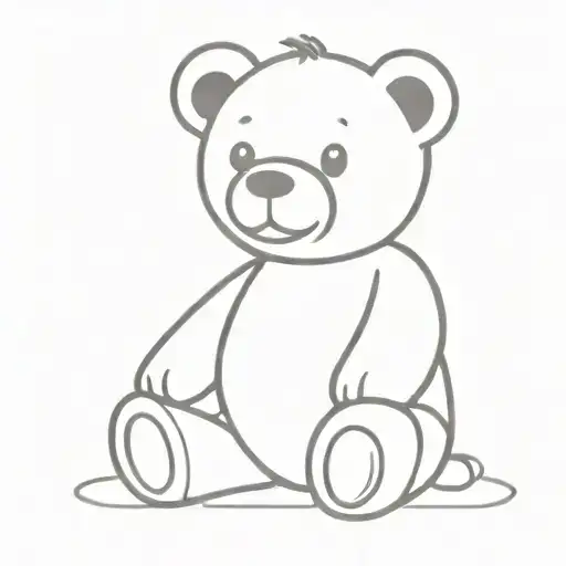 Outlined Of A Teddy Bear Sitting
