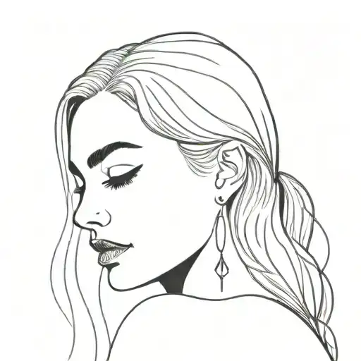 Female Face In Profile With A Beautiful Smile Hiding Dark Thoughts