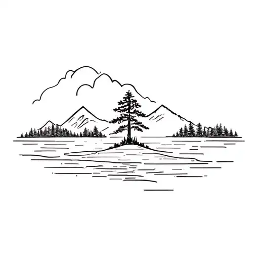 Ocean Tree Flower Mountain Landscape Tattoo Featuring Pacific Northwest