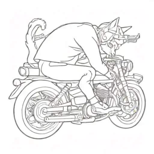 A Cat Mechanic Working On A Motorcycle