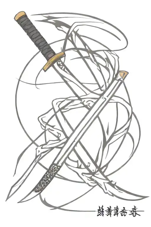 Katana Written On The Blade Honor In Japanese Involving