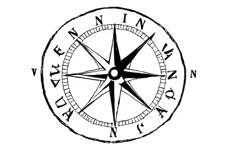 Compass With Letters And As A Pointer A Flash