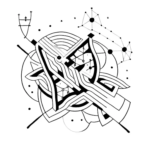 A Tattoo Combining Geometric Forms And Cancer Constellation Symbols In A Unique Way