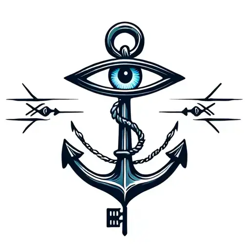 Anchor With A Key In The Center With A Detailed Eye In The Center Of The Key