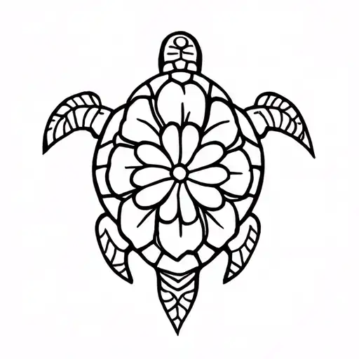 Polynesian Turtle Tiki Flower Tiare