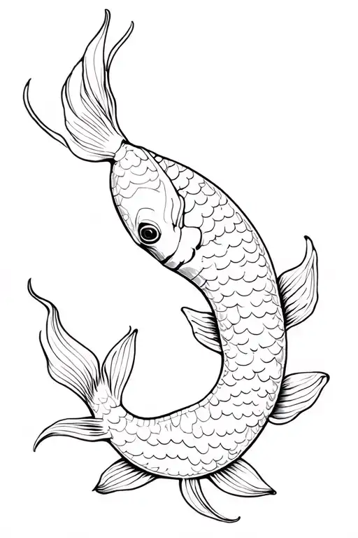 Black Koi Fish Outline 