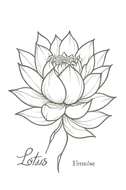 One Line Lotus With Words Still I Rise As The Stem