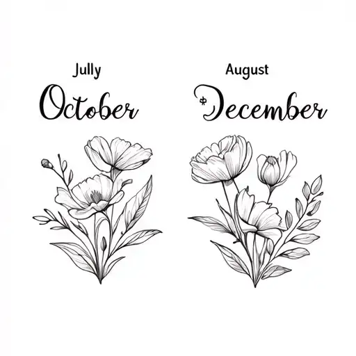 October July August And December Birth Flowers In A Bocquet