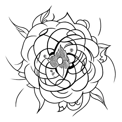 A Tattoo Design Combining Abstract Shapes And Flower Elements To Symbolize Growth And Transformation