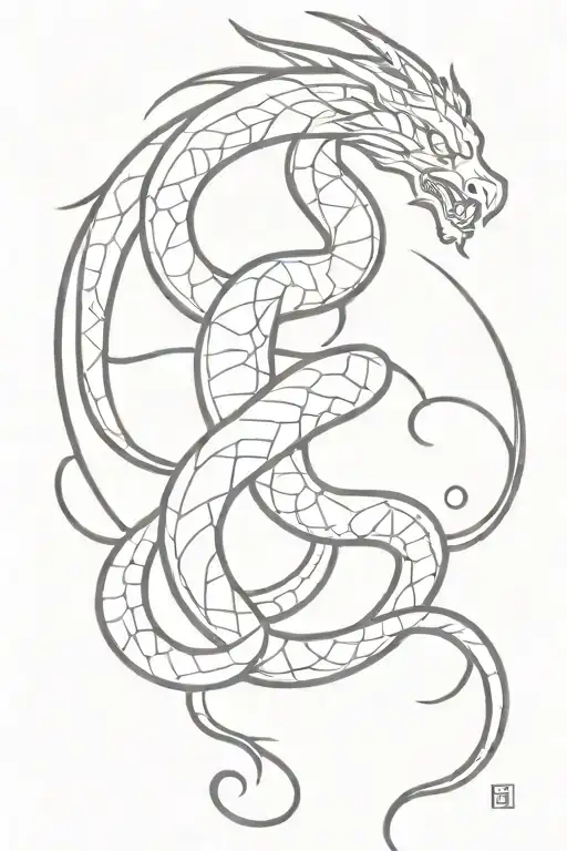 Snake Dragon Black Work