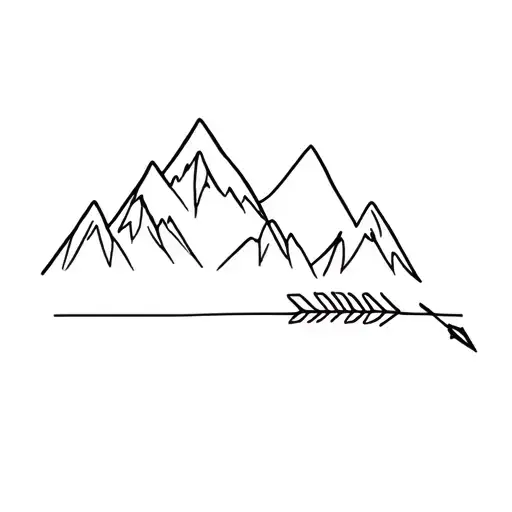 Fine Line Mountain And Arrow Underneath Pointing Right