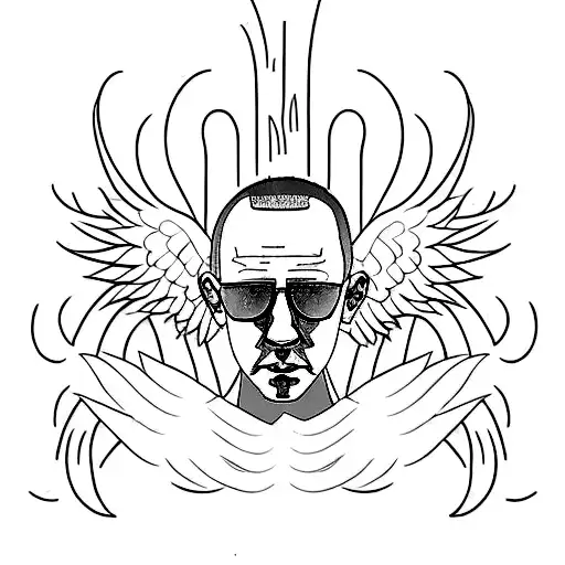A Minimalist Portrait Of Chester Bennington With Angel Wings