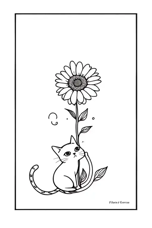 Gerbera Flower And A Cat Playing