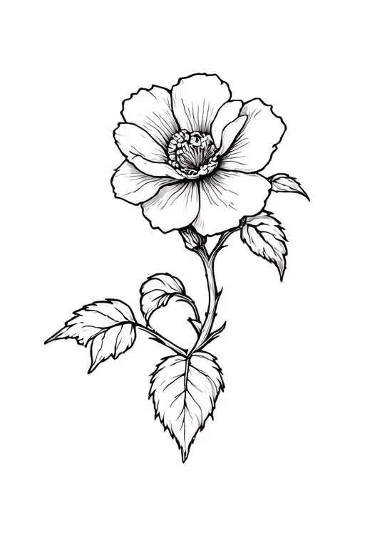 Cherokee Rose On A Stem Outline