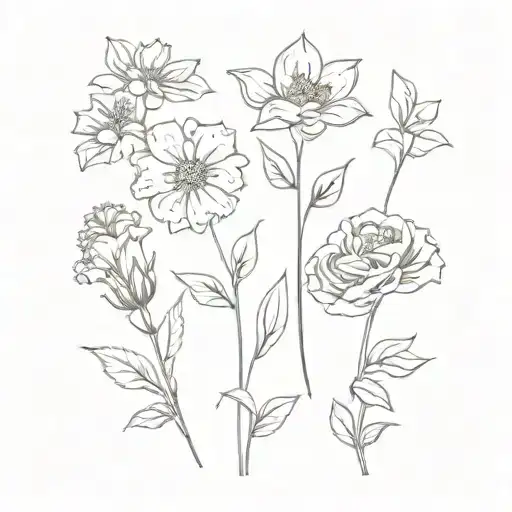 Stem Birth Flower 2 March And February And September And December Bouquet Fine Line