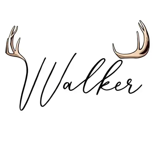 Name Walker In Cursive Underlined With Deer Antlers No Deer Heads