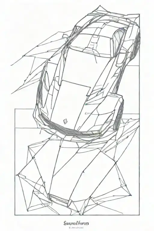 Single Line Tattoo Of Supercar Top View