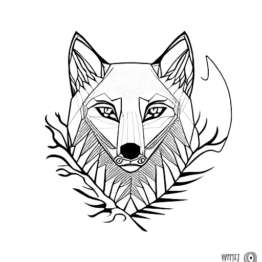 A Minimalist Tattoo Of A Wolf Exploring A Mysterious Forest