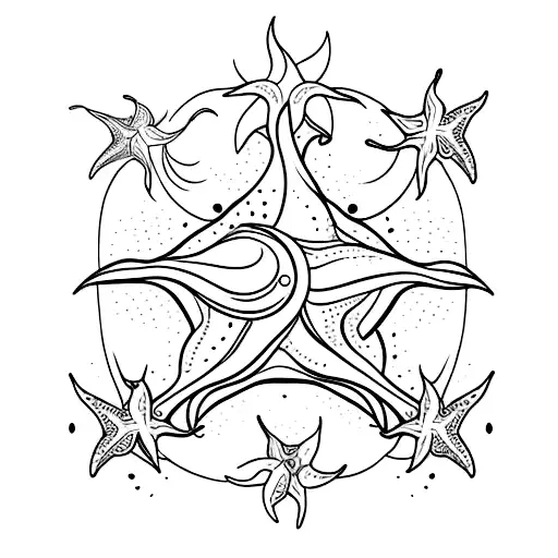 Seashells With Starfish And The Sun