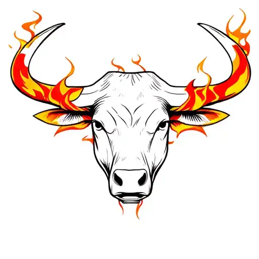 The Head Of The Bull In The Style Of The Trob With Fire