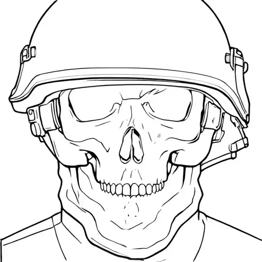 Half Of A Soldier's Face In A Modern Helmet Half Of A Soldier's Face Skull In A Modern Helmet