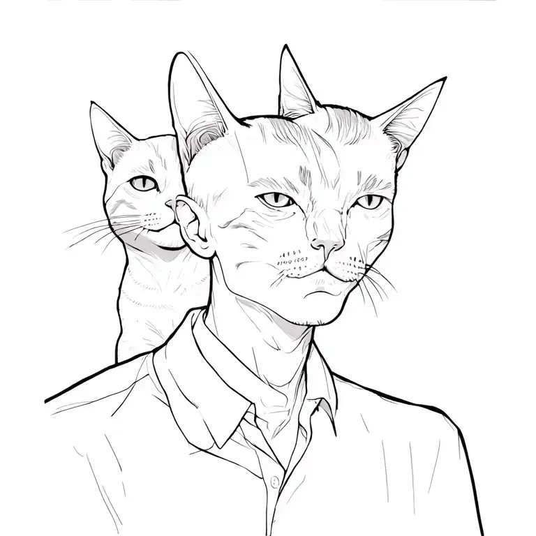 Punk Rock Young Man With Gang Of Cats