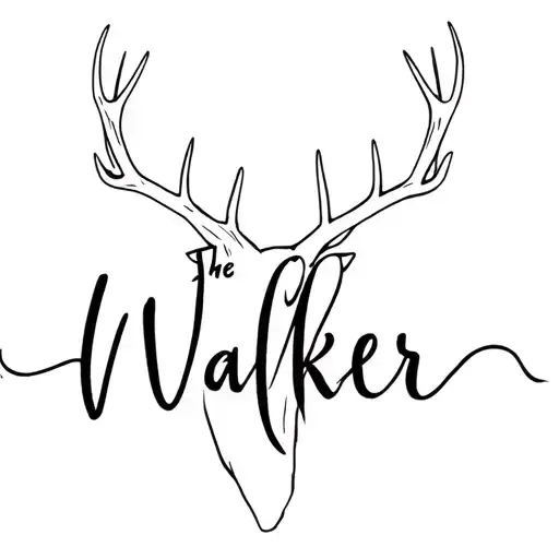 The Name Walker In Cursive Underlined With Deer Antlers No Deer Heads