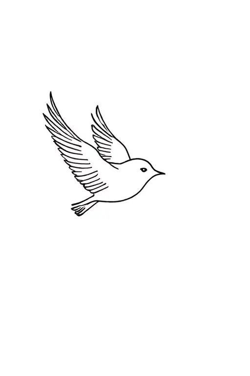 Minimalistic Thin Lined Bird Flying No Black