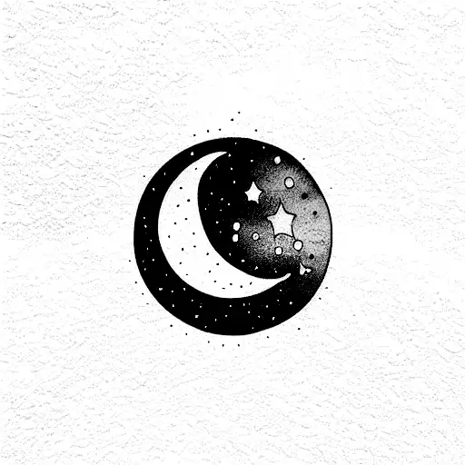 Moon Surrounded By Two Stars