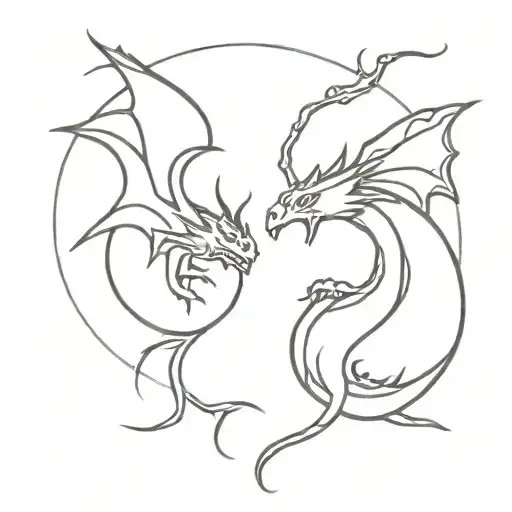 A Dragon With A Sun And A Dragon With A Moon Best Friend