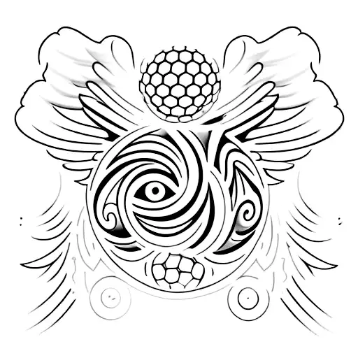 A Minimalist Tattoo Showcasing A Sports Ball Morphing Into An Angel Wing