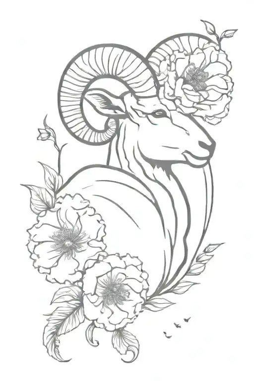Capricorn Ram And Carnation Flower