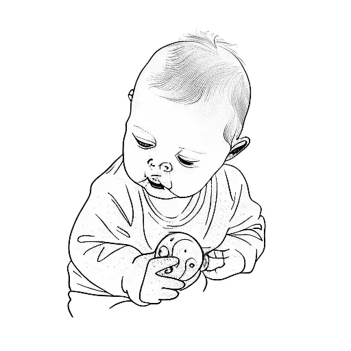 A Baby Holding A Toy