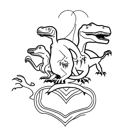 A Minimalist Outline Of A Dinosaur With A Heart-shaped Family Tree Inside Its Body