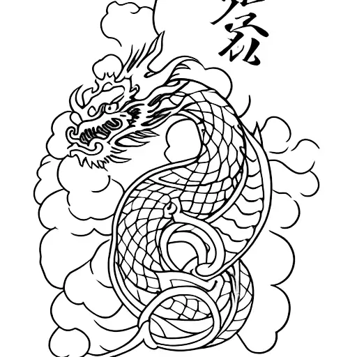 Chinese Dragon Wigh Flowers