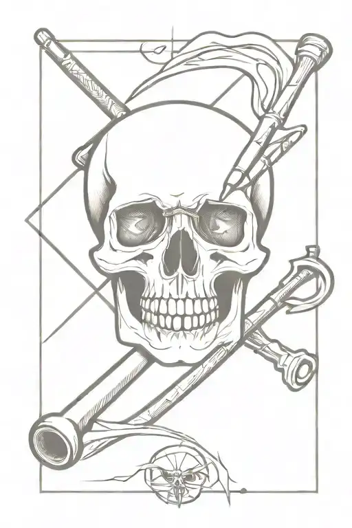 Pool Cues And Skull