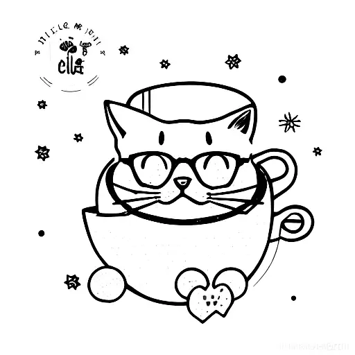 Full Body Cat Sleeping Inside Vintage Cup