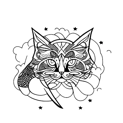 Back Cat With A Combination Of Black Stars