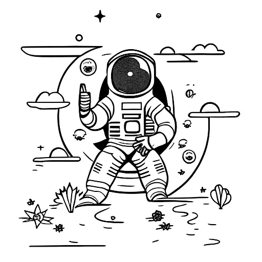 Astronaut With Mariujana Plant