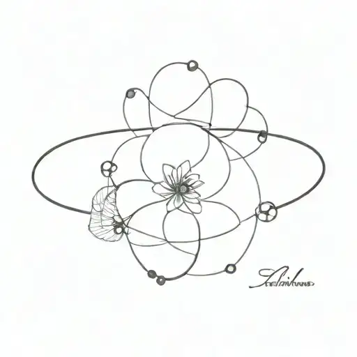 Bracelet With 5 Circles And A Small Flower Blooming