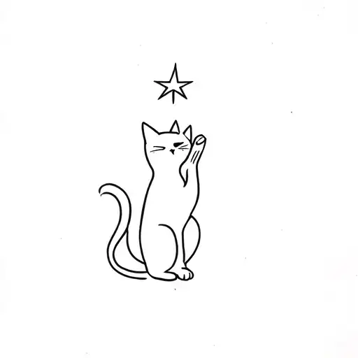 Cat Reaching For A Star