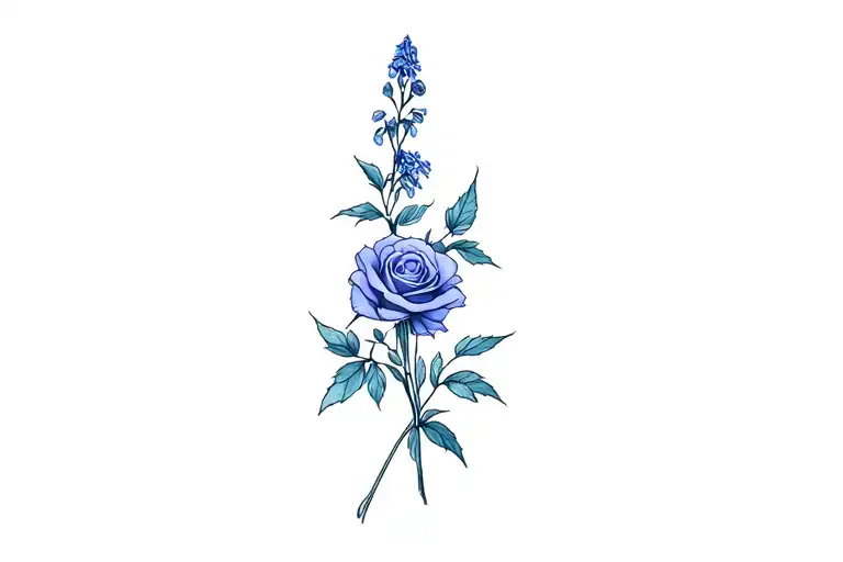 Delphinium Flower With Rose