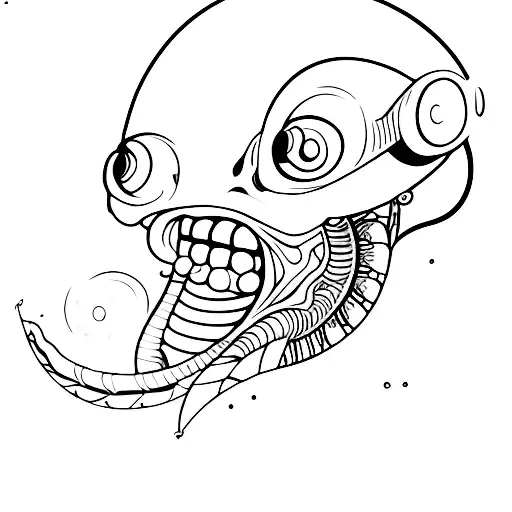 Little Alien Head Eyes Nose Mouth