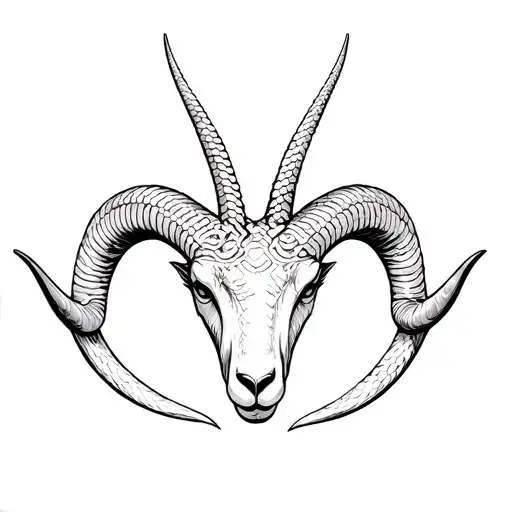 Top Down View Of Snake Head With Only The Horns Of A Ram