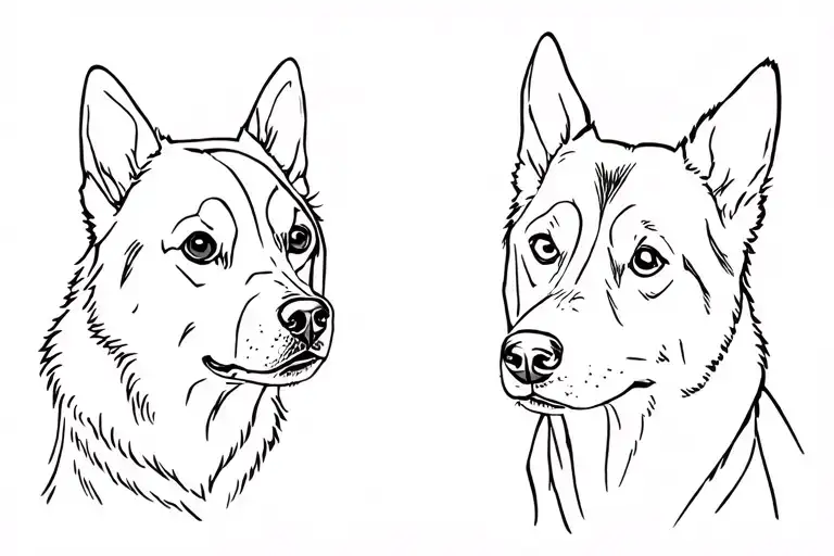 Husky And Dachshund Side By Side