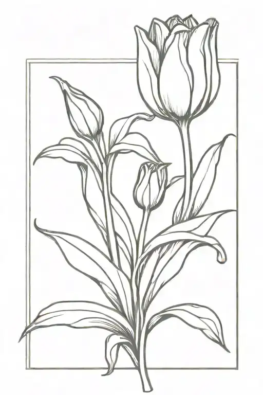 Tulip With Leaf Intertwined