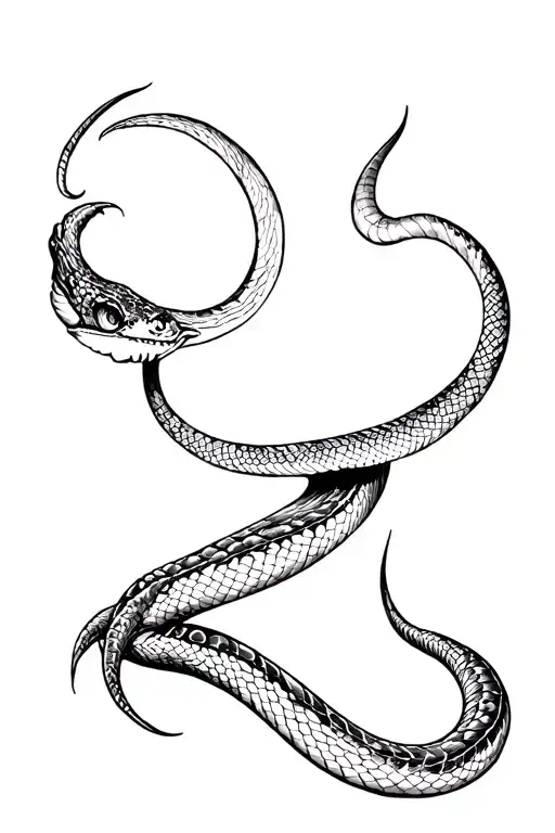 Top Down View Of Snake Head With Curved Horns