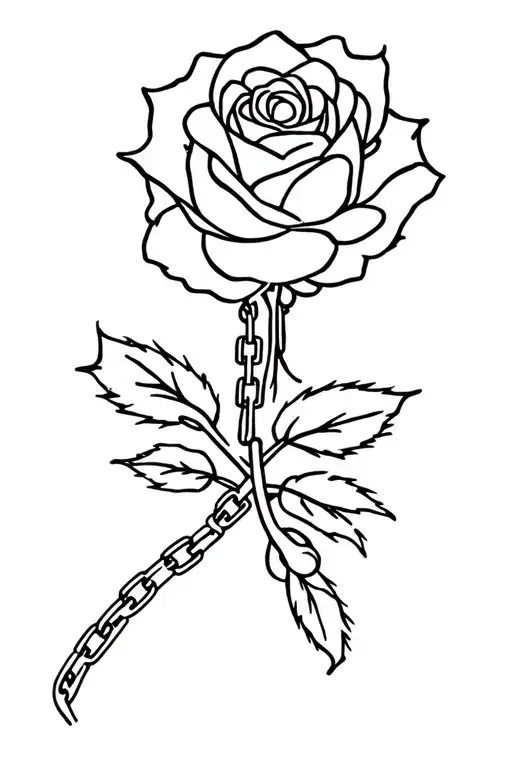 Rose Intertwined With Chain Wrapped