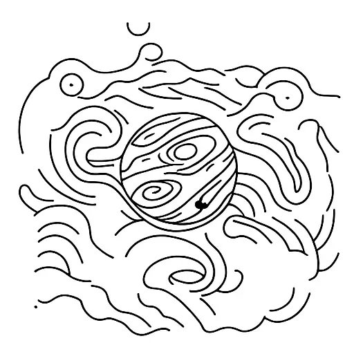 Planet With Visualization Of Gravitation Pull