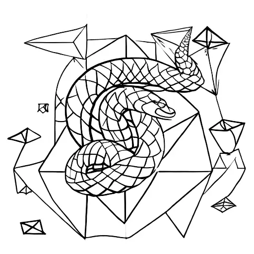 A Geometric Snake Winding Around A Pyramid